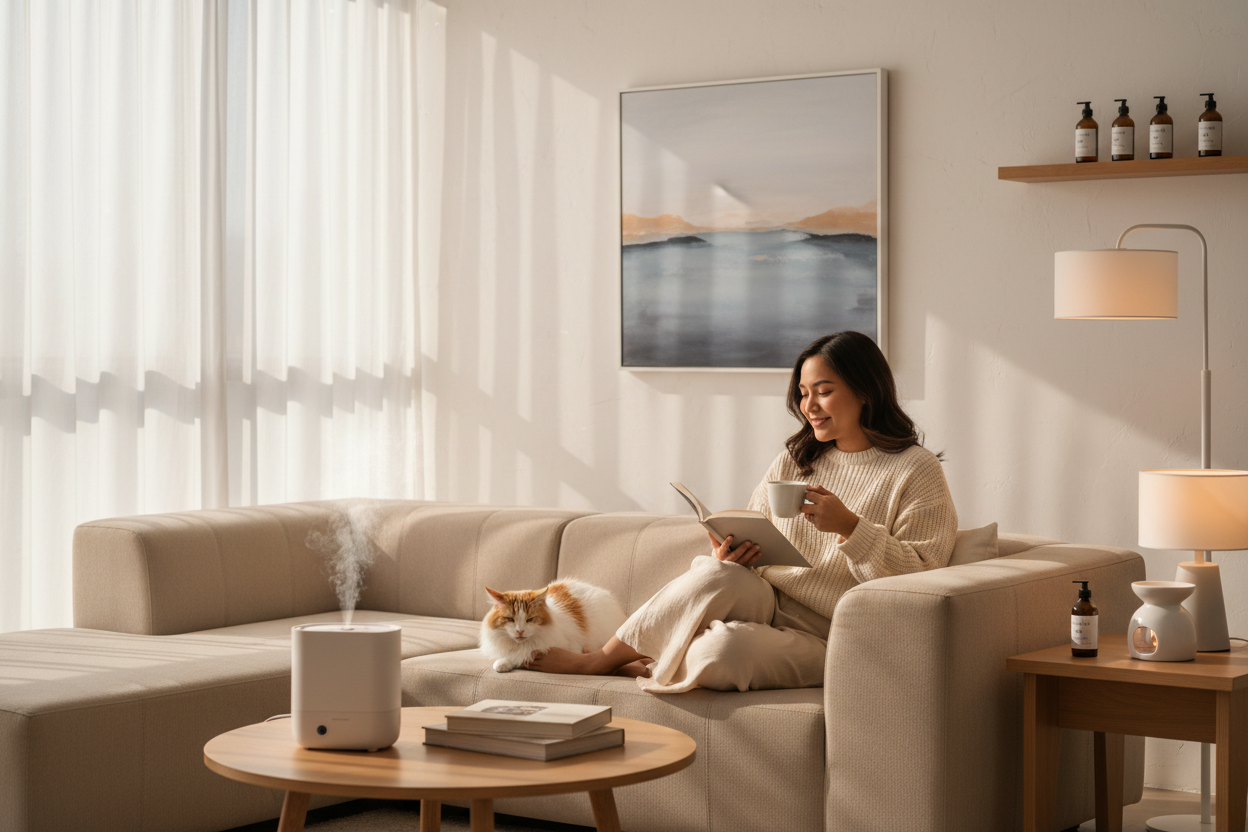 Nordic Luxury Banner with Art and Lamp