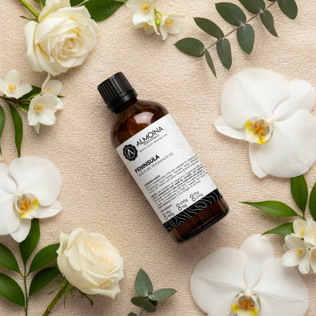 Peninsula Fragrance Oil - Tilted Angle with Natural Elements